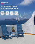 BRIOPAWS Outdoor Rocking Chairs | Set of 2 | Porch Rockers | HDPE Plastic| Blue | Oversized | Patio Rocker Chair | High Back | for Big Man | Weather Resistant | for Outside Deck Balcony Front Backyard