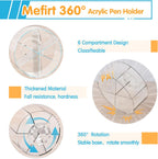 Acrylic Pen Holder, 2 Pack 360 Rotating Organizer With 6 Compartments, Desk Office Storage for 800 Pens, Markers, Crayons and Art Supplies