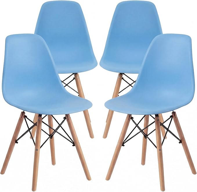 Furmax Modern Style Dining Chair Mid Century Modern DSW Chair, Shell Lounge Plastic Chair for Kitchen, Dining, Bedroom, Living Room Side Chairs Set of 4