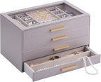 Lolalet Jewelry Box Organizer, 4-Layer Jewelry Organizers and Storage Case with Glass Lid, Ring Earring Bracelet Necklace Holder Organizer, Birthday Christmas Gifts for Women Girls -4Layer, HazePurple
