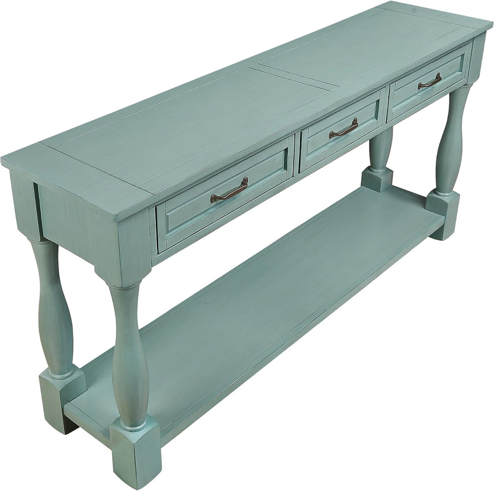 Merax Retro Console Table with 4 Drawers for Entryway, Sofa Table with Open S...