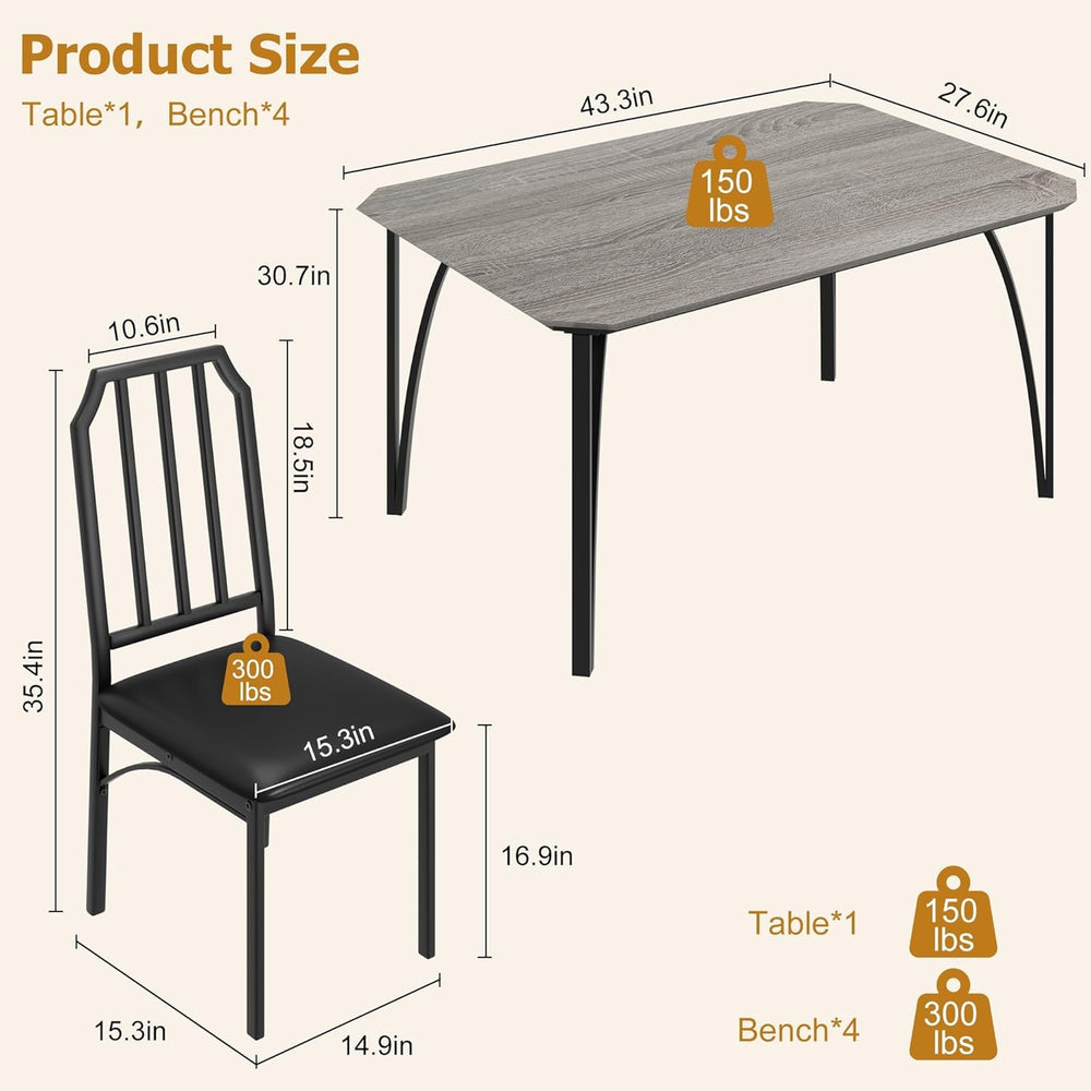 IDEALHOUSE Dining Table Set for 4, Kitchen Table Set of 4 with Upholstered Cu...