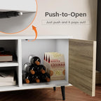 YESHOMY Modern TV Stand for 65 Inch TV, 58" Entertainment Center with Storage Cabinets, Media Console for Living Room & Apartment, Minimalist Retro TV Cabinet, Bright White