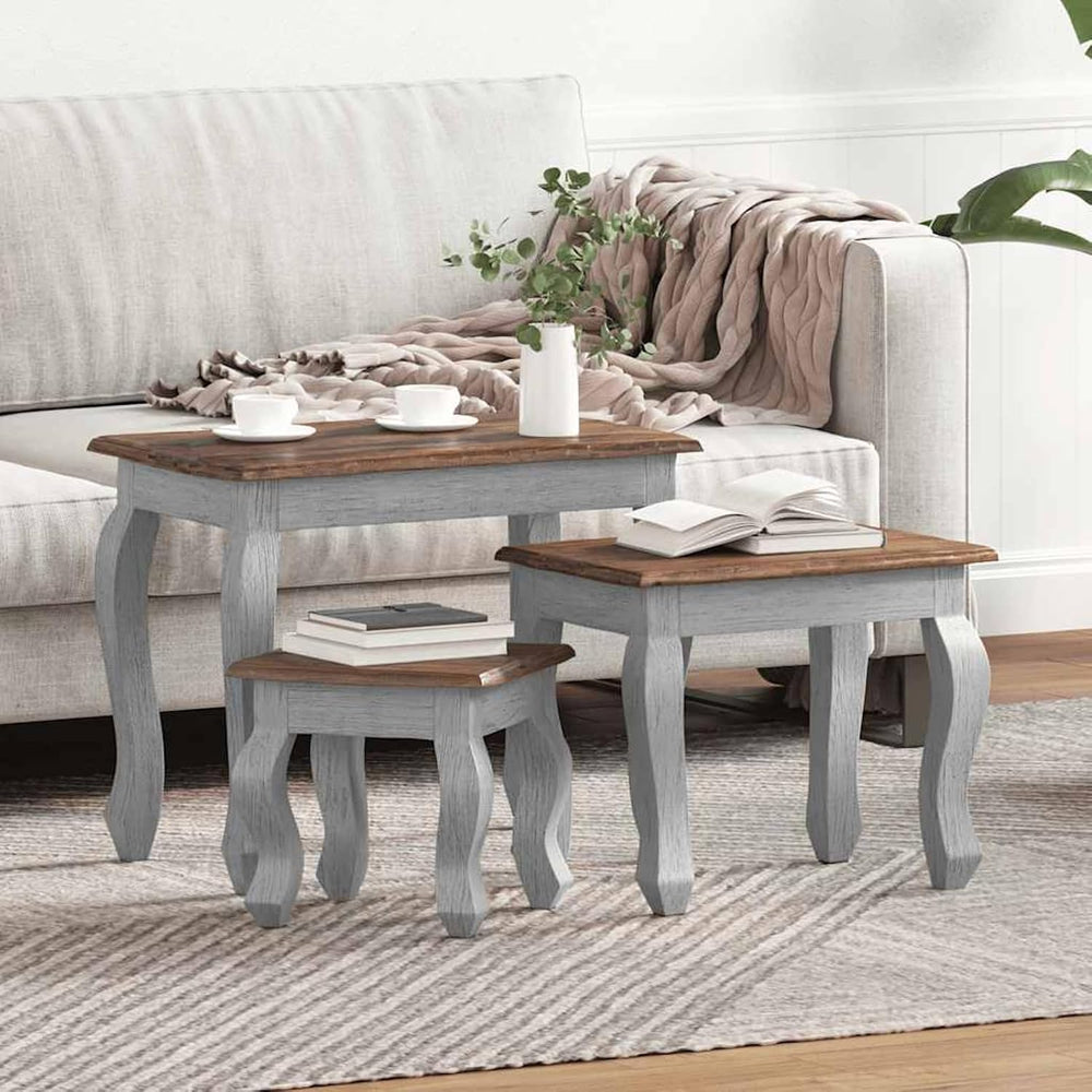 Gecheer 3 Piece Nesting Tables Set, Solid Mahogany Wood Side Tables, Antique ...