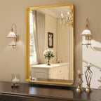 30 x 22 Inch Gold Bathroom Mirror for Wall,Aluminum Alloy Frame Rectangular Wall Mounted Mirror for Farmhouse Decor Horizontal or Vertical Ideal for Bedroom, Living Room