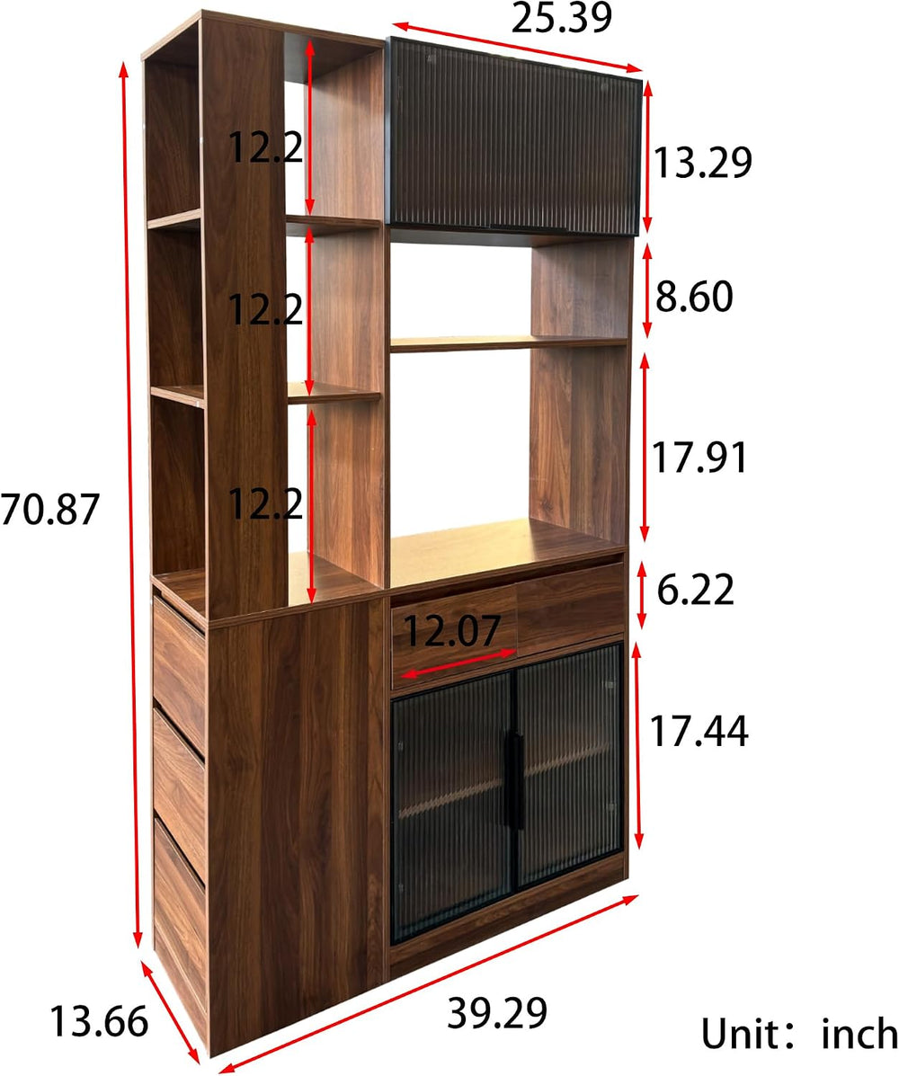70.87" Tall Kitchen Pantry Cabinet with Multi-Tier Storage, Freestanding...