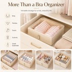 Bra Organizer for Closet, Stackable Pull-Out Drawer Style Bra Storage Organizer with Clear Top, 1-Cell Underwear Organizer for Bras, Panties, Socks, Tie, Belt and Scarf