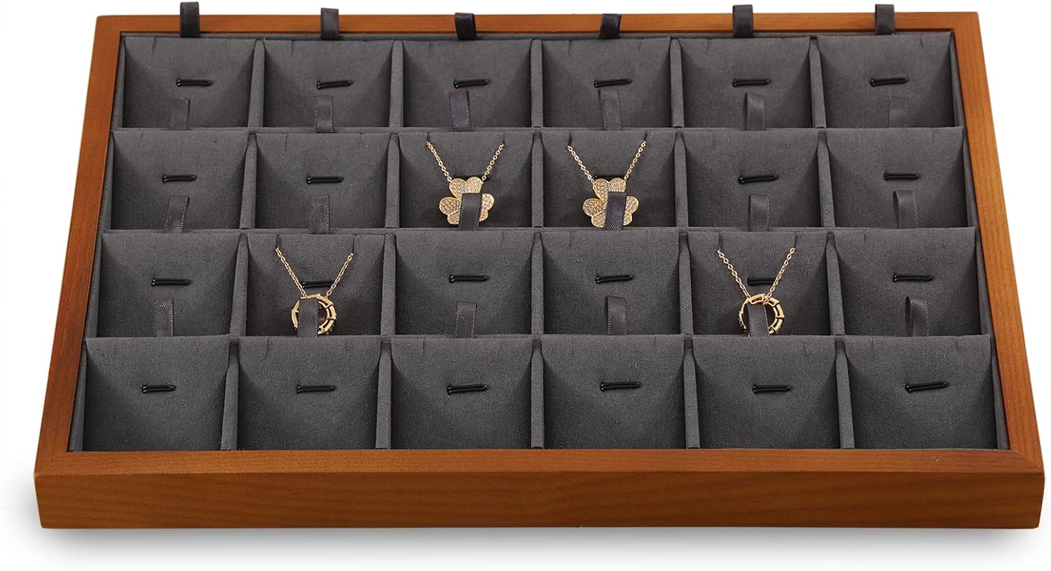 Necklace Storage, Wood Jewelry Trays For Drawers,Black Earring Organizer, Premium Jewelry Display Tray For Pendant