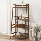sogesfurniture, 4-Tier Bamboo Ladder Shelf, Rustic Style, Bookshelf Storage Rack, 18.9x11.8x46.5 inches, Brown