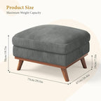 Vesgantti Large Ottoman for Modular Sofa, 29.5" Corduroy Ottoman with Spring Cushion, Rectangle Foot Rest for Couch, Entrance Footstool with Wood Legs, Footstool for Living Room, Bedroom, Dark Gray