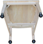 IC International Concepts Dining Chair with Casters, 225lbs wt Capacity, Solid Real Wood, Sturdy Parawood, 24.4"W x 22"D x 35"H, DIY, Paint/Stain Ready, Unfinished