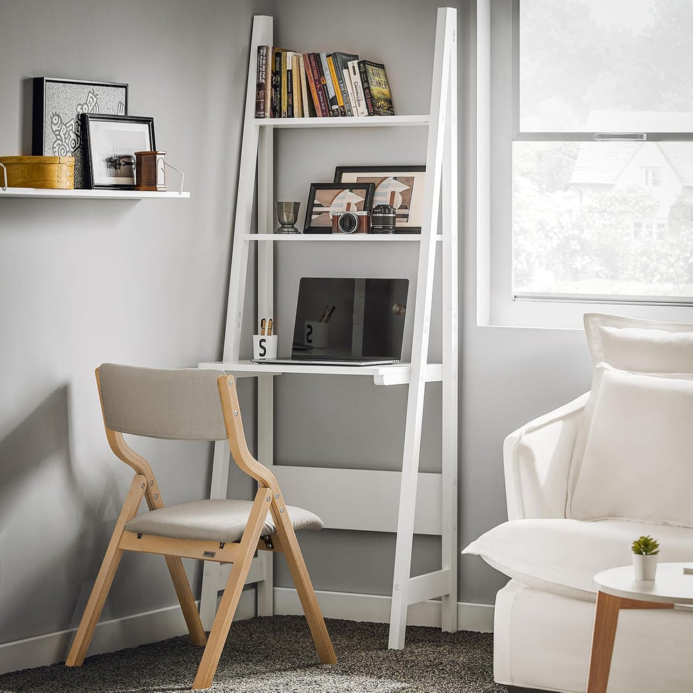 Haotian Ladder Desk with Shelves, Wall Desk for Small Space, Secretary Desk W...