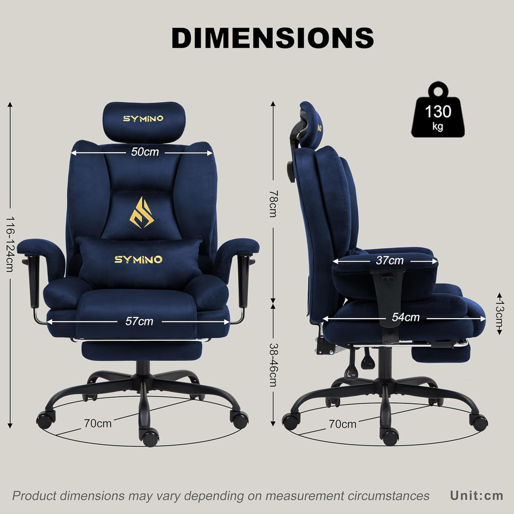 Symino Gaming Chair with Footrest, Up/Down Armrests, Suede Fabric Ergonomic O...