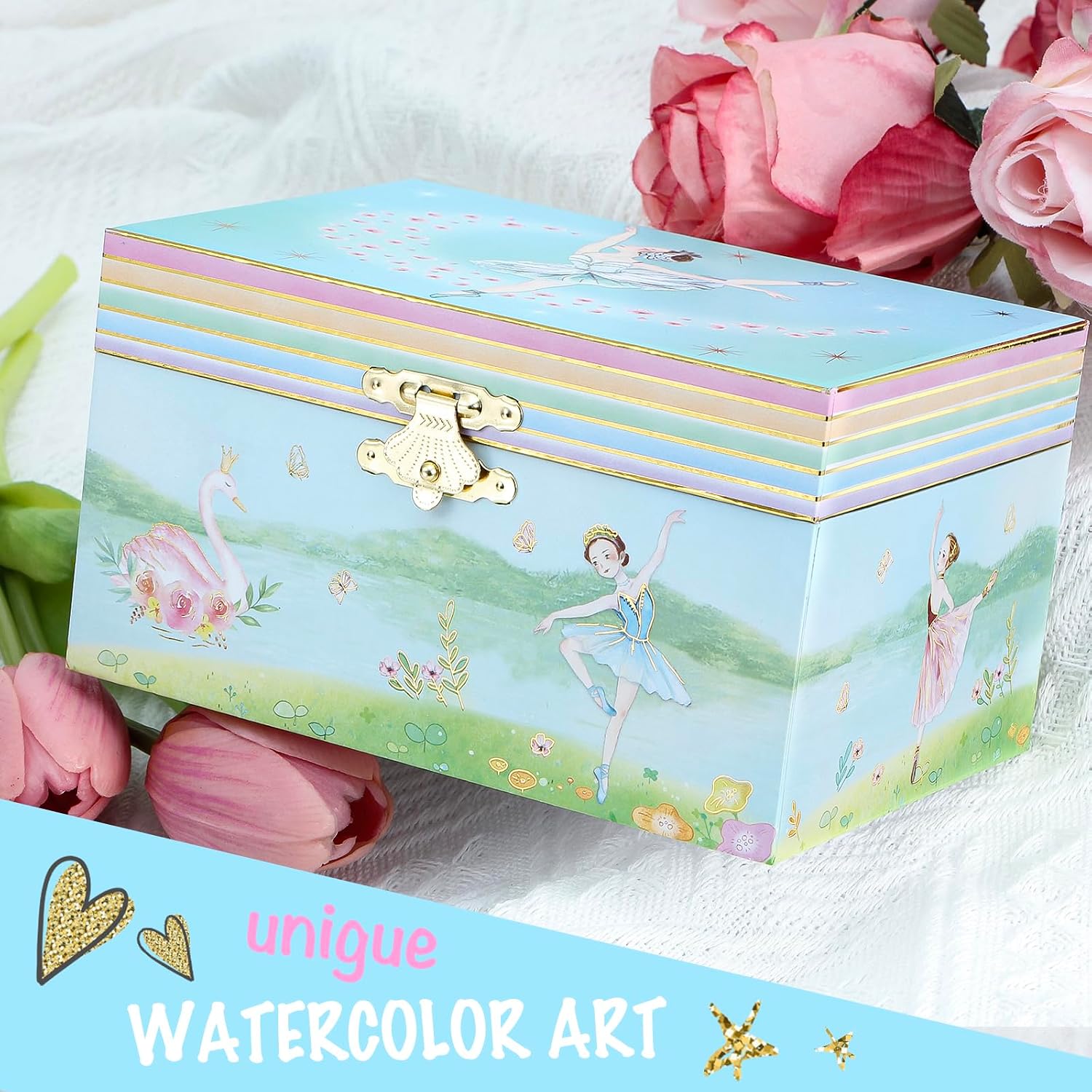 Ballerina Musical Jewelry Box for Little Girls - Keepsake Box for Jewelry & Treasures - Perfect Birthday or Holiday Surprise for Daughter, Granddaughter & Niece