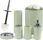 CERBIOR Bathroom Accessories Set Bath Ensemble Includes Soap Dispenser, Toothbrush Holder, Toothbrush Cup, Soap Dish for Decorative Countertop and Housewarming Gift (Apple Green)