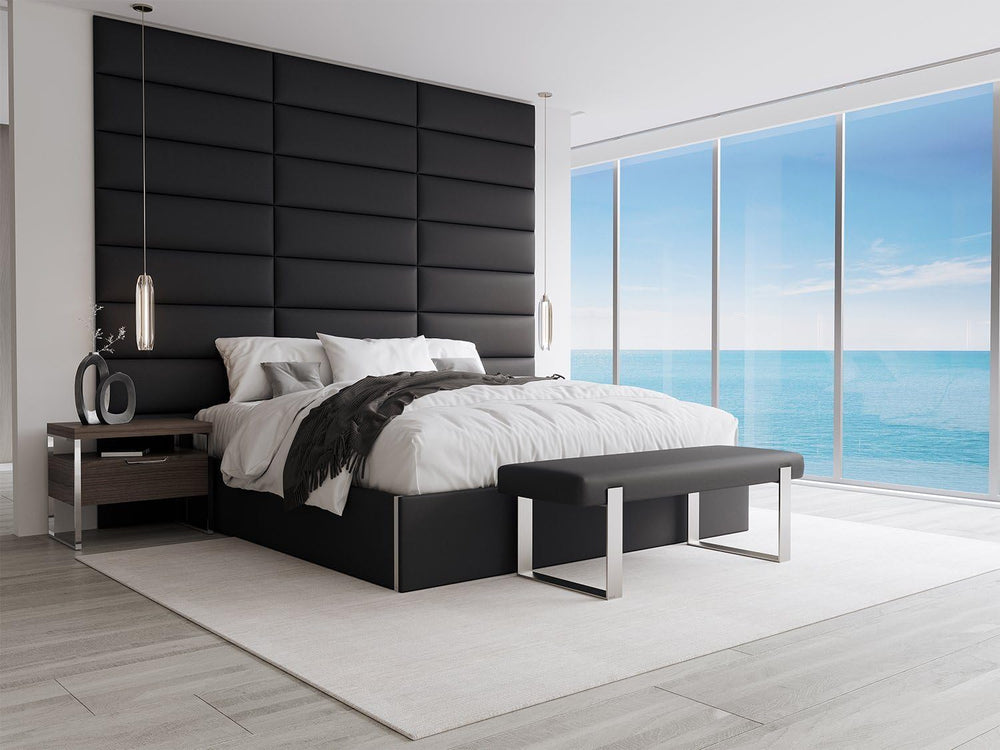 VANT Upholstered Bed Bench - Vintage Leather Jet Black - Matte Black - Contem...