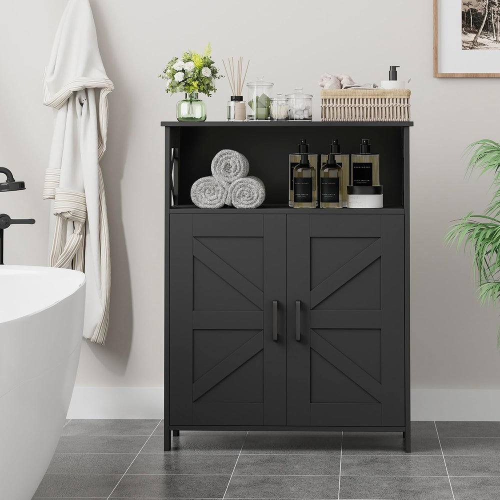 Homhedy Farmhouse Bathroom Storage Cabinet with Doors, Small Floor Cabinet