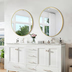 Round Mirror 24 Inch Gold Round Bathroom Mirror Wall Mirror Brushed Metal Frame Anti-Rust Tempered Glass for Bathroom Bedroom Entryway Living Room