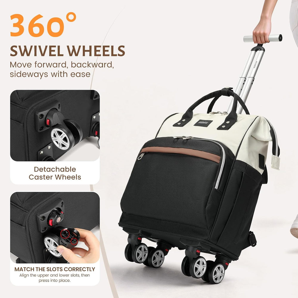 Rolling Diaper Bag Backpack,Diaper Backpack For Mom Dads With Changing Pad