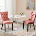 3-Pieces 31.5" Round Dining Table Set for 2, White Dining Table & 2 Velvet Upholstered Dining Chairs for Kitchen Dining Room Apartment Small Space(White Table & Pink Chairs)