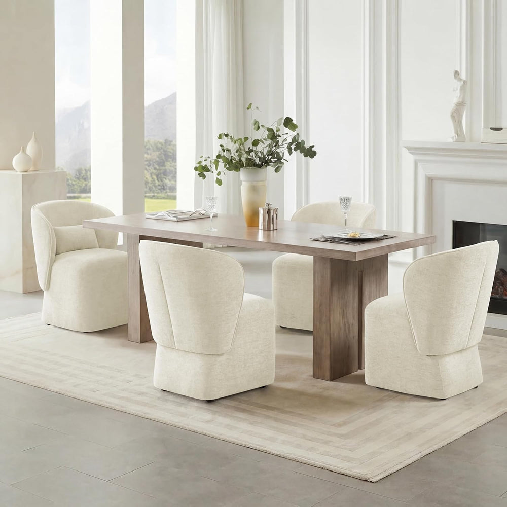 KISLOT Upholstered Dining Chairs with Wheels, Easy Assembly Stain Resistant F...