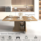Extendable Dining Table Set for 8, 78.74" Expandable Dining Table with 8 Orange Upholstered Tufted Chairs, Large Wooden Expanding Kitchen Table and Chairs Set of 8, 9 Piece Extendable Dining Table Set