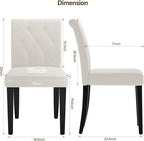 Upholstered Dining Chairs Set of 4, 19 Inches Wide Button Tufted Parsons Dining Chair with Solid Wood Legs, Modern Fabric Side Chair for Dining Room/Kitchen/Restaurant/Hotel- White Wider