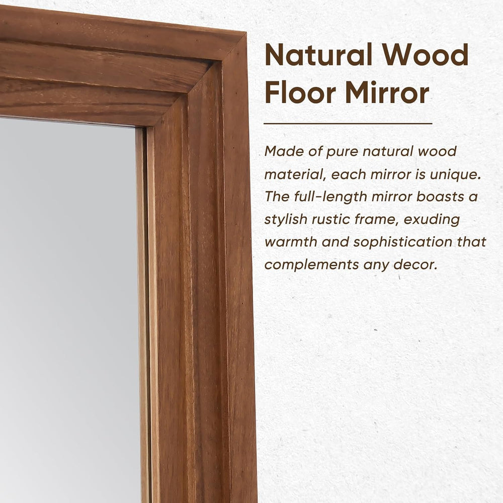 Full Length Mirror 76"x34", Rect Solid Wood Frame with Stand