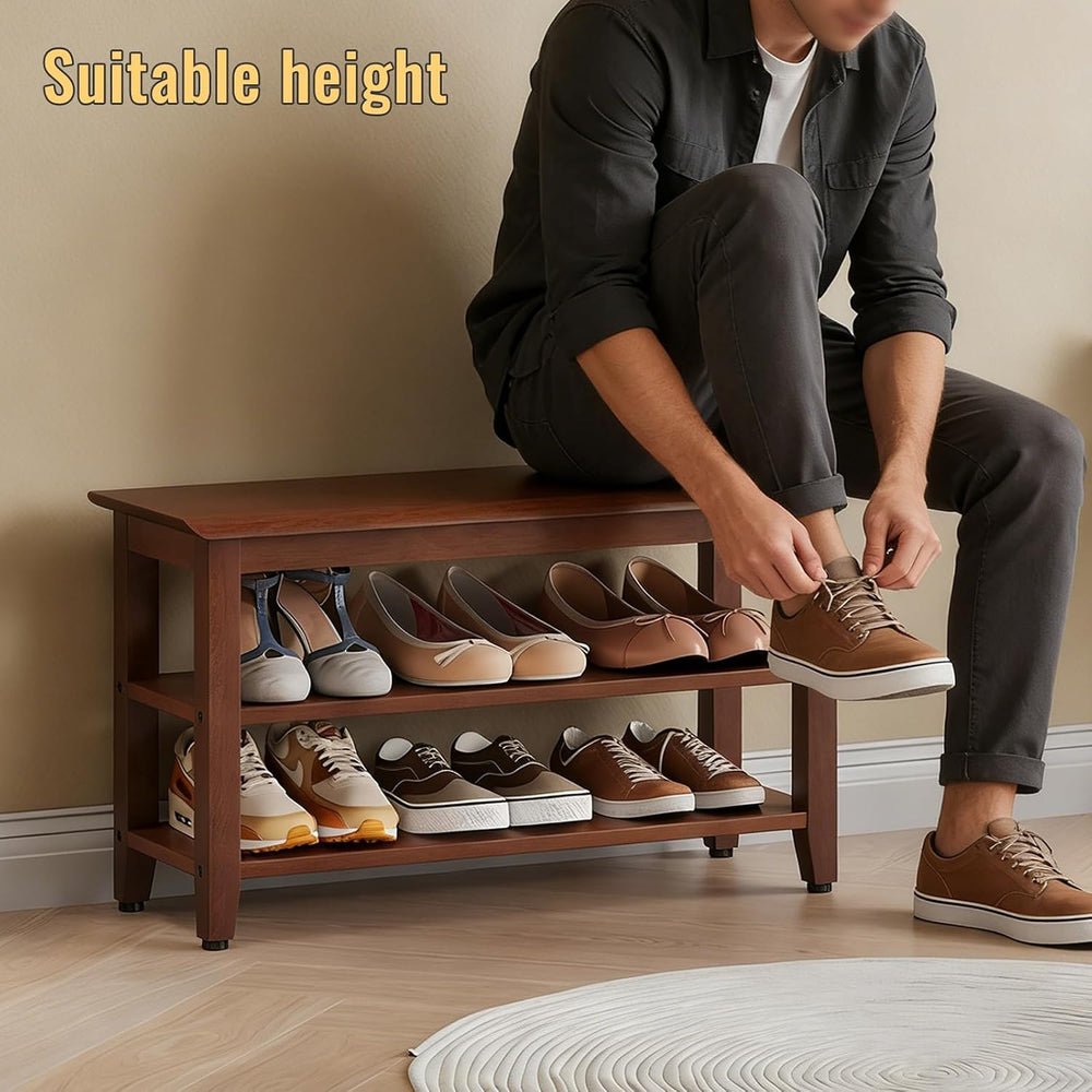 Wood Shoe Bench for Entryway,Bench with Shoe Rack,Storage Shoe Organizer for ...