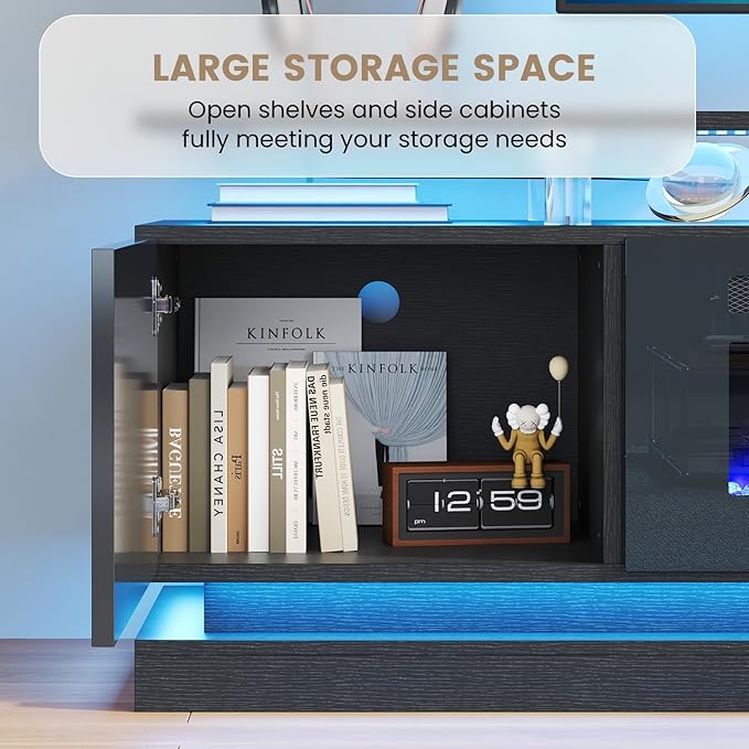 80" Fireplace TV Stand, Modern Entertainment Center for TVs Up to 90&quo...