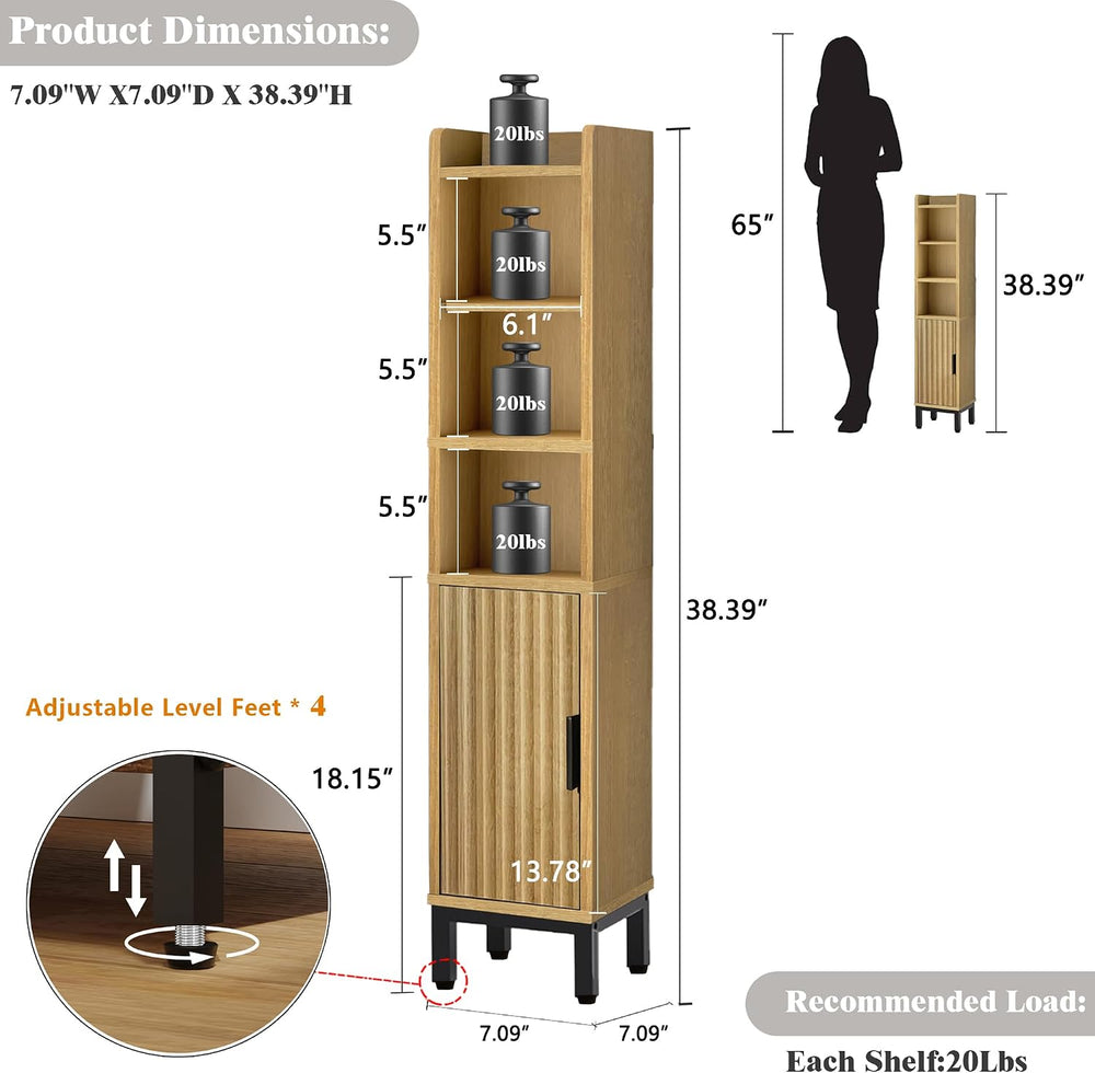 FerniTry Narrow Bathroom Storage Cabinet, Corner Toilet Paper Floor Cabinet 5...