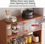 Narrow Kitchen Pantry Storage Cabinet, Sliding Racks with Door, Kitchen Pantry Cabinet with Doors and Drawers, Cupboard for Dining Room Living Room Furniture