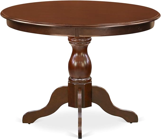 East West Furniture HBBO5-MAH-W 5 Piece Dining Set Includes a Round Dining Table with Pedestal and 4 Kitchen Chairs, 42x42 Inch, Mahogany