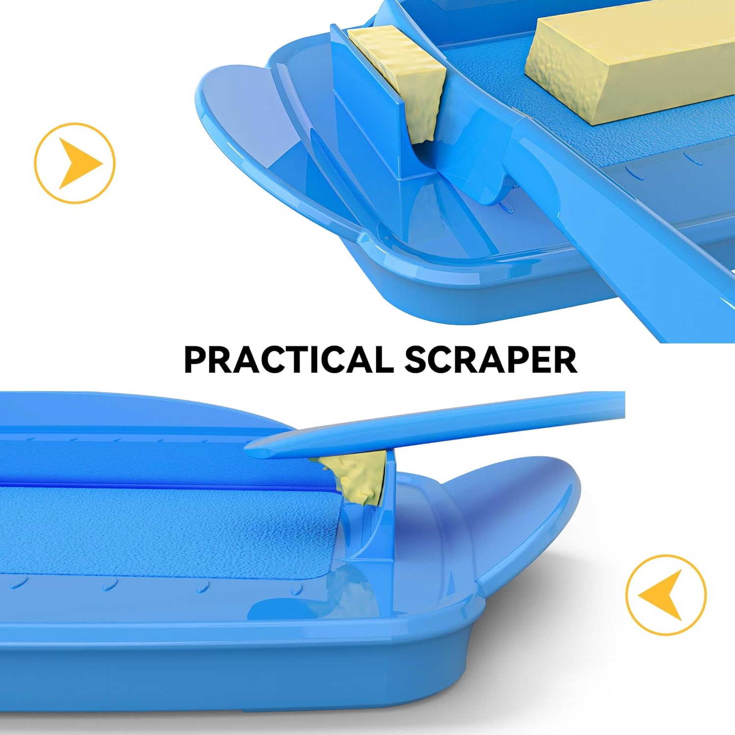 Butter Dishes with Lid for Countertop Refrigerator, Plastic Butter Dish Clear Flip Top Lid Butter Container with Spreader, Non-Slip Bottom Butter Holder Keeper (Blue)