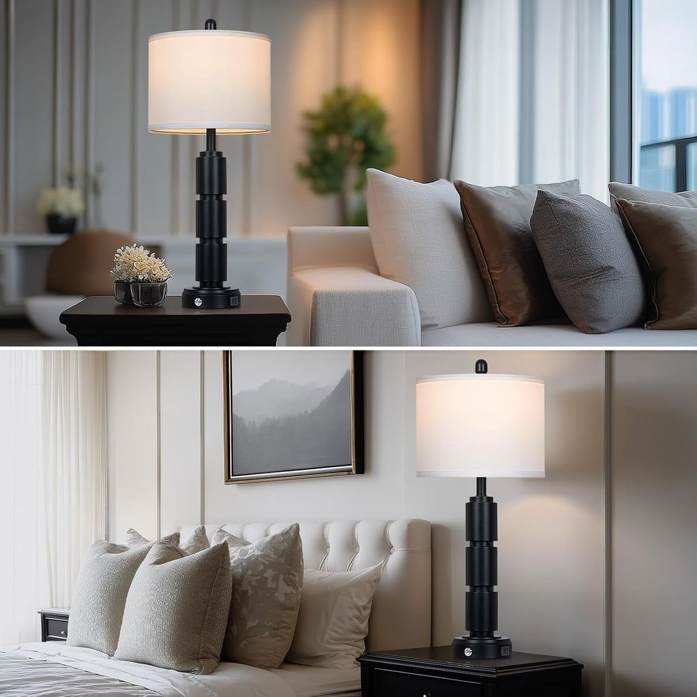 Set of 2 Modern Table Lamps for Living Room Bedroom,29" Tall Bedside Lam...