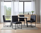 CIMOTA Black Modern Dining Chairs Set of 4, Leather Dining Room Chairs Upholstered Armless Guest Side Chair with Black Base for Dining Room/Kitchen, 4PCS