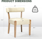 Modern Dining Chairs Set of 6, Faux Leather Upholstered Kitchen & Dining Room Chairs, Mid Century Modern Wooden Dining Chairs Oversized Sturdy Rounded Chairs Curved Back, Beige