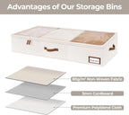 StorageWorks Large Under Bed Storage Containers with Handles and Label Holder, 2 Pack Ultra-thick Fabric Underbed Bins, Closet Organizer for Clothes, Blankets, Sweater