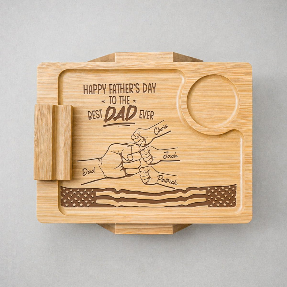 Wrappiness Custom Engraved Couch Arm Table for Dad, Wood Sofa Arm Rest Tables...