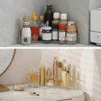 Corner Bathroom Countertop Organizer, Vanity Organizer Trays for Counter, Makeup Organizers, Perfume Tray, Skincare Shelf Storage Gifts for Women Girl Student (Clear, 1 Tier)