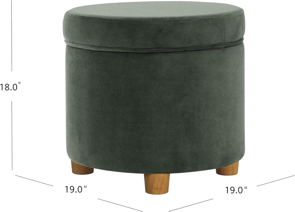 Homepop Home Decor | Upholstered Round Storage Ottoman | Ottoman with Storage...