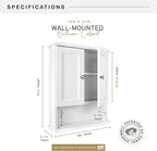 MCS 23x18 White Medicine Cabinet Organizer, Wall Mounted 2-Door Bathroom Cabinet for Over-The-Toilet Storage, Bathroom Furniture & Restroom Organizer