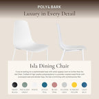 POLY & BARK Isla Modern Dining Chairs Set of 4 – Mid Century Modern Plastic Dining Chair with Metal Legs – Kitchen & Dining Room Chairs – Indoor/Outdoor – White