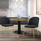 Velvet Dining Chairs Set of 4, Upholstered Mid Century Modern Dining Room Chairs, Armless Accent Chairs with Metal Gold Legs for Living Room, Kitchen, Black
