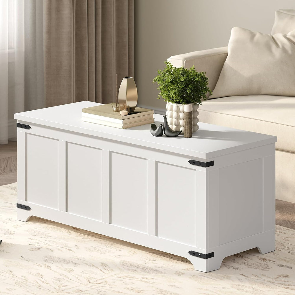 MAHANCRIS 47.2" Storage Chest Extra Large, Wooden Storage Bench with 2 S...