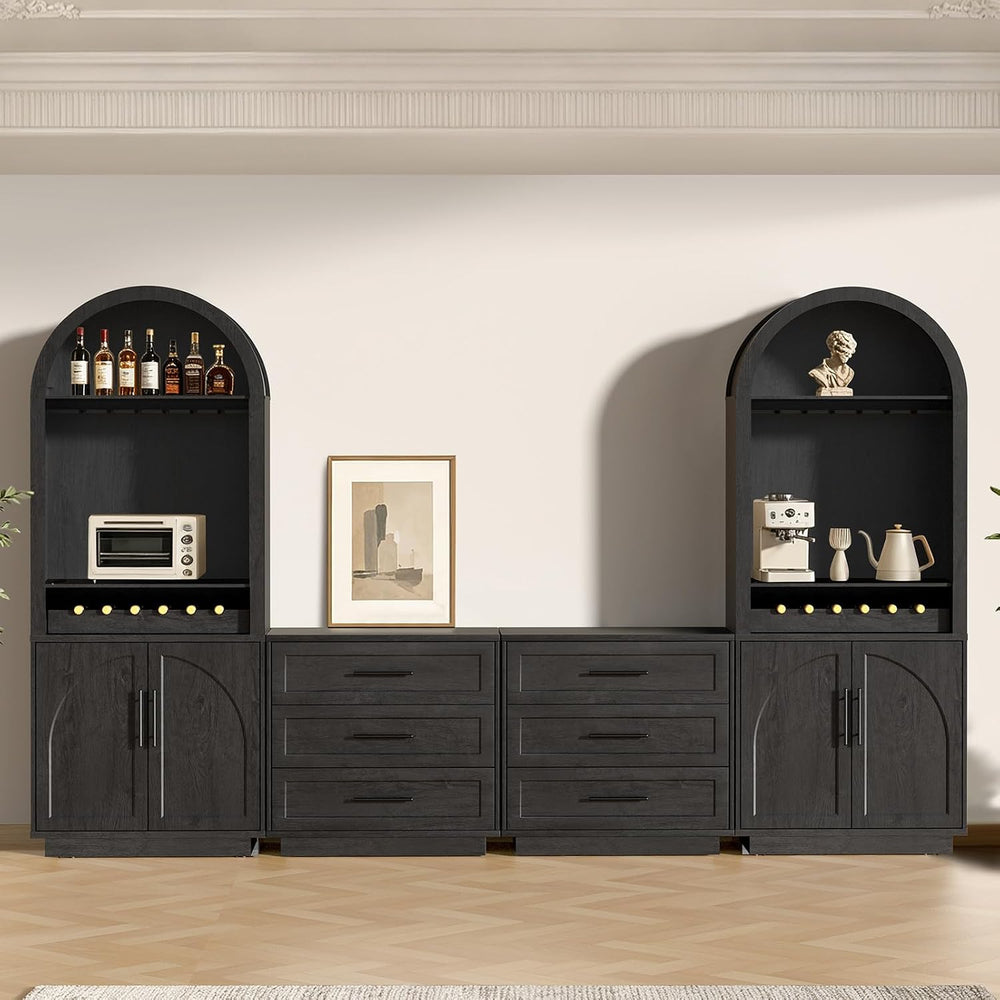 Fatmok Modular Entertainment Center & Coffee Bar with LED Lighting,Chargi...