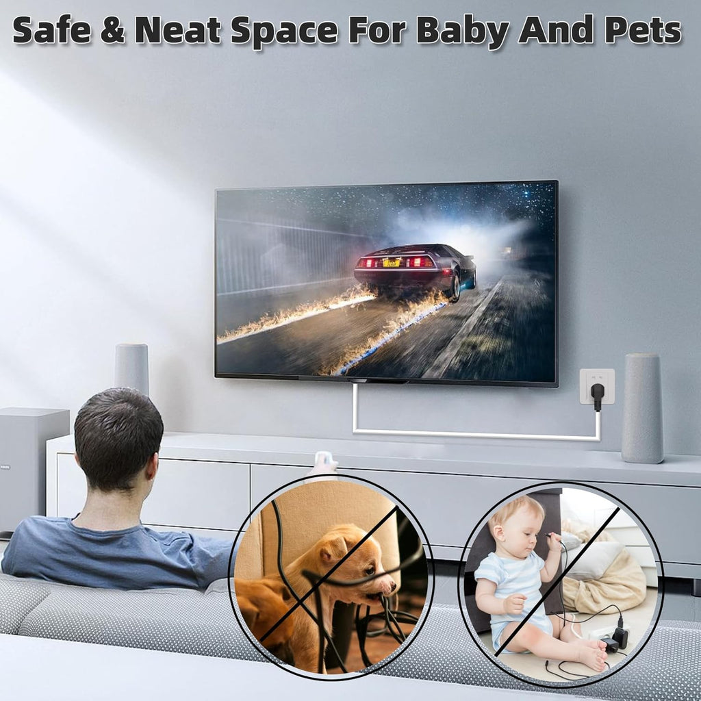 78" Side Buckle Cable Hider for 1 Cords,Extension Cord Covers for Wires On Wall,Adhesive Cord Hider for Wall Mount Tv, Wire Channel for Cable Concealer,Cable Raceway Home & Office,White