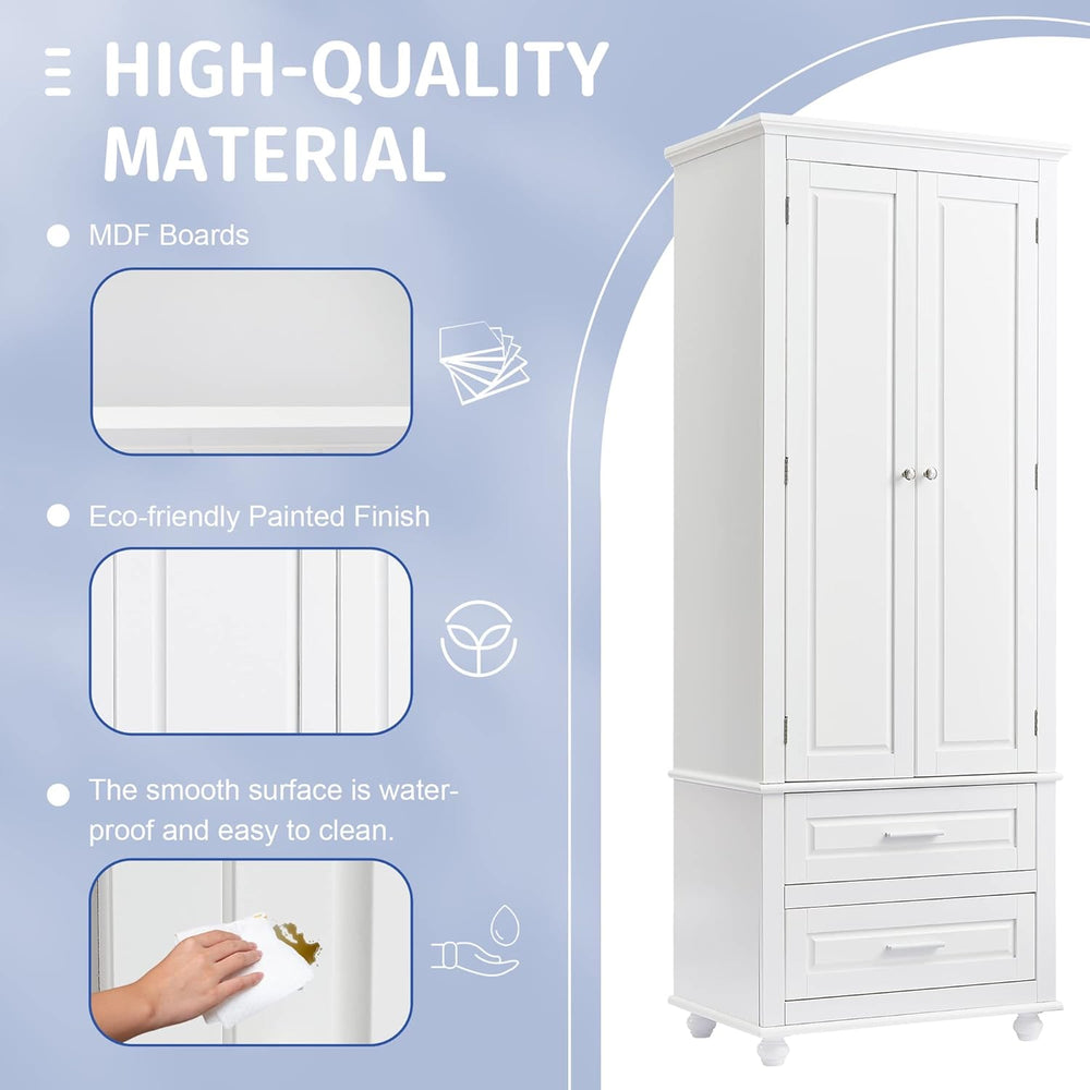 Merax 62.5" Pantry Cabinet with Two Doors & Two Drawers, Adjustable ...