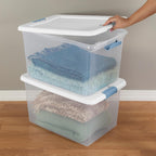 Sterilite Latching Box with Lids for Home and Office, 64 Quart, 12-Pack | Heavy-Duty and Stackable Plastic Containers with Latches for Closet, Cabinet, Bedroom, Bathroom and Dorm Room Organization