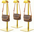 3 Pack Purse Display Stand, Handbag Purse Rack Stand Stainless Steel with Adjustable Height from 14.27" to 24" for Tabletop, Closet, Desk, and Retail Use - Metallic Gold